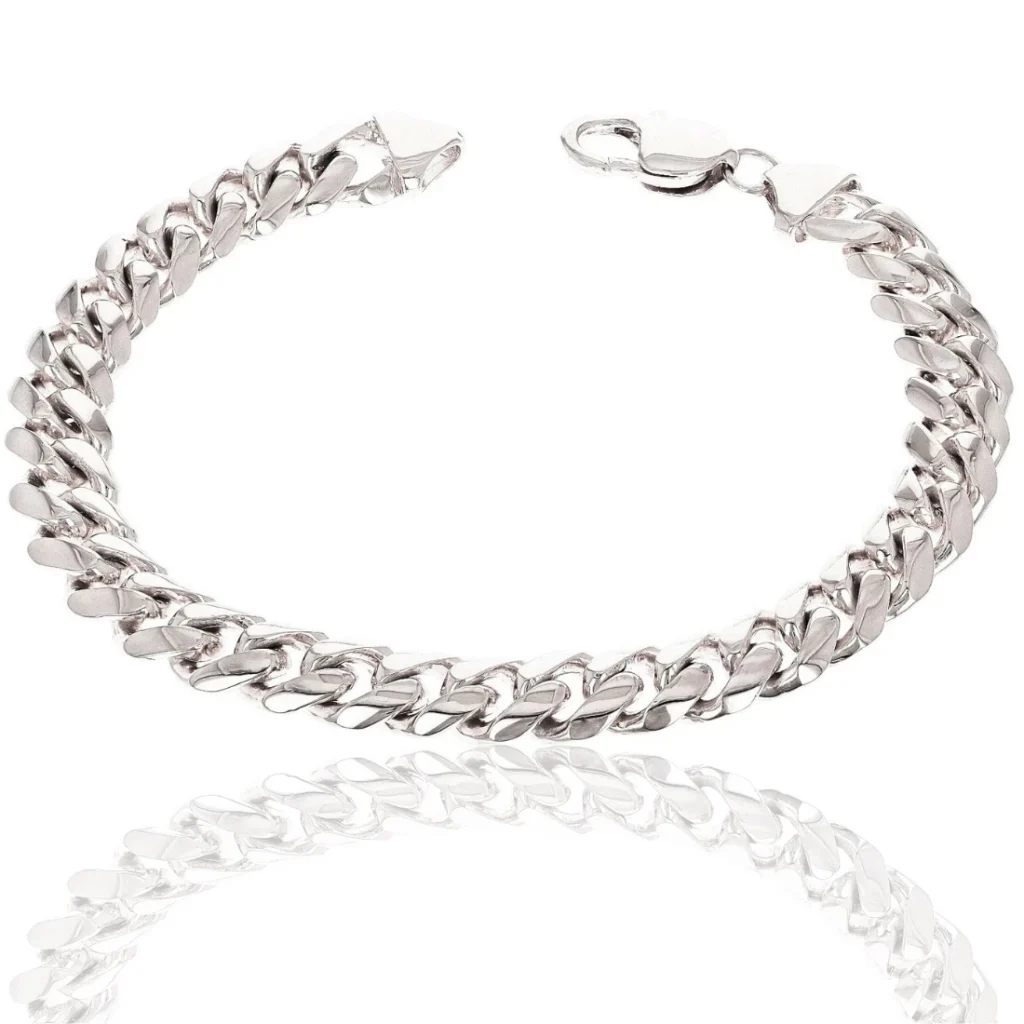 14k White Gold Miami Cuban Bracelet — 8 in, 53 Grams