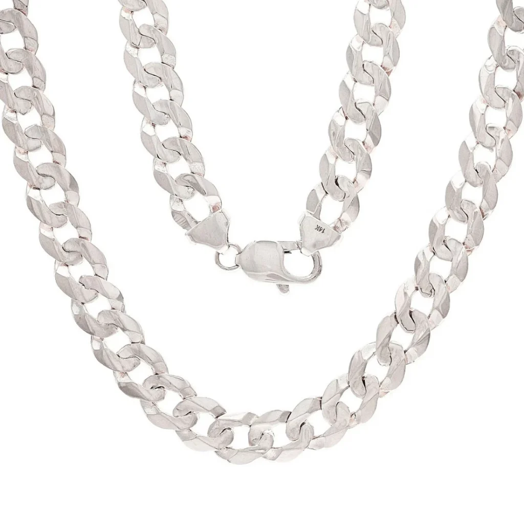 14k White Gold Curb Cuban Chain — 24 in, 50 Grams